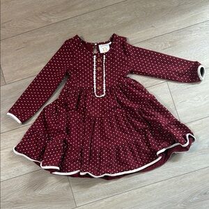 Elegant Burgundy Polka Dot Kids Dress